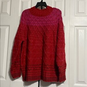 Lane Bryant NWT Womens Red & pink & brown Knit Sweater Size 18/20